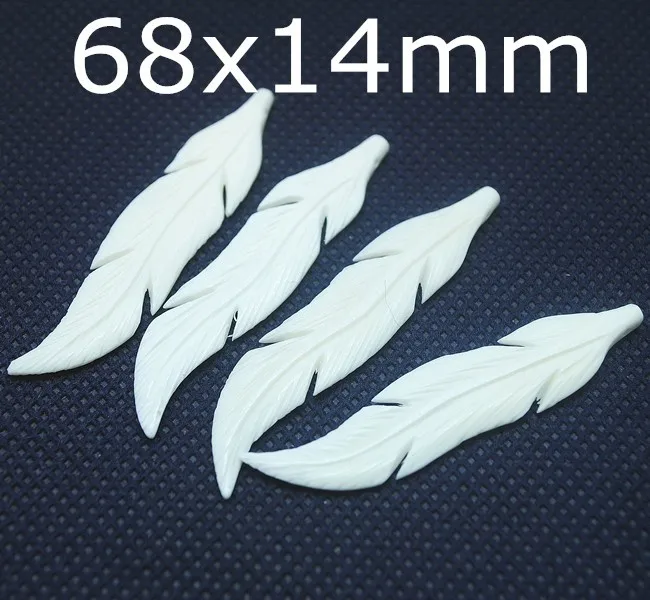 

2PC new arrivals nature handmade bone beads feather shape white color charms beads accessories jewelry findings nature colors
