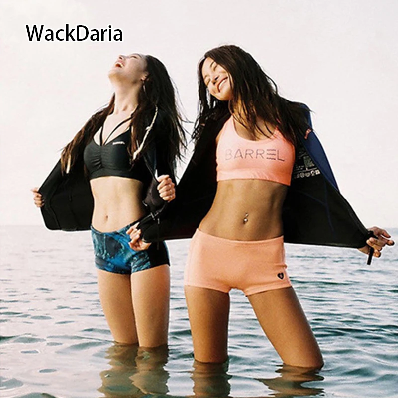 WackDaria, сексуальный, Рашгард, длинный рукав и короткие, женский купальник, купальник, синий/оранжевый цвет, maillot de bian femma