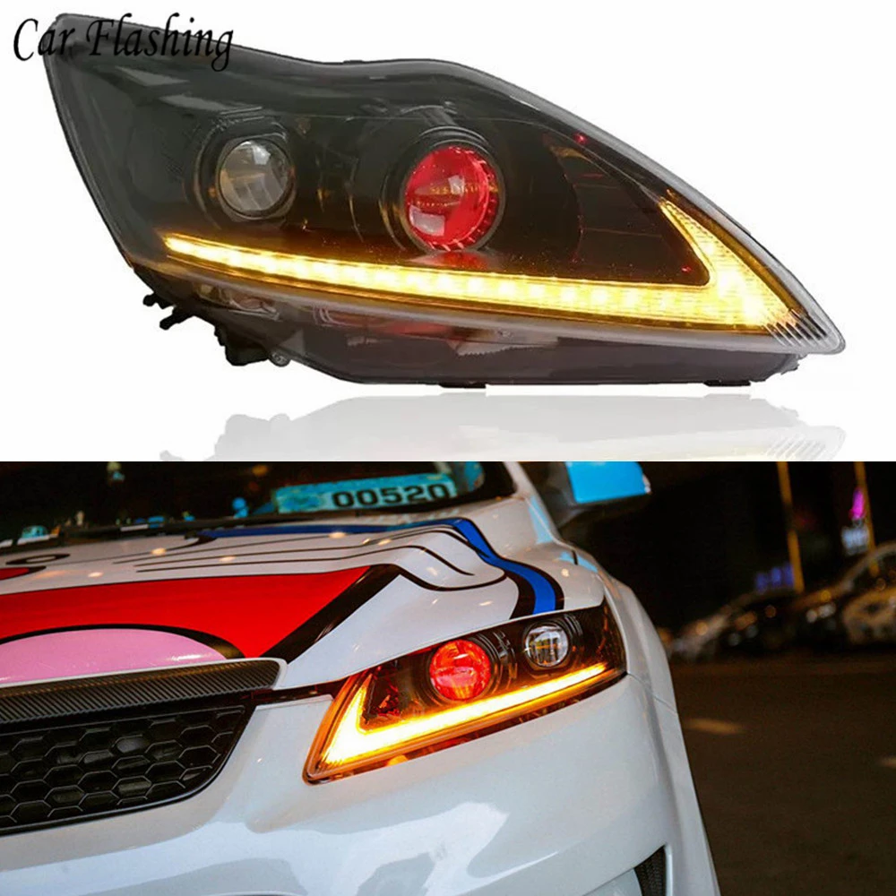 2 шт. светодиодный фары для Ford Focus 2009 2010 2011 Автомобильные ангельские глазки
