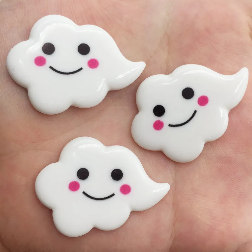 Смола Kawaii Smile белые облака плоская спина кабошон камень миниатюрный DIY скрапбук