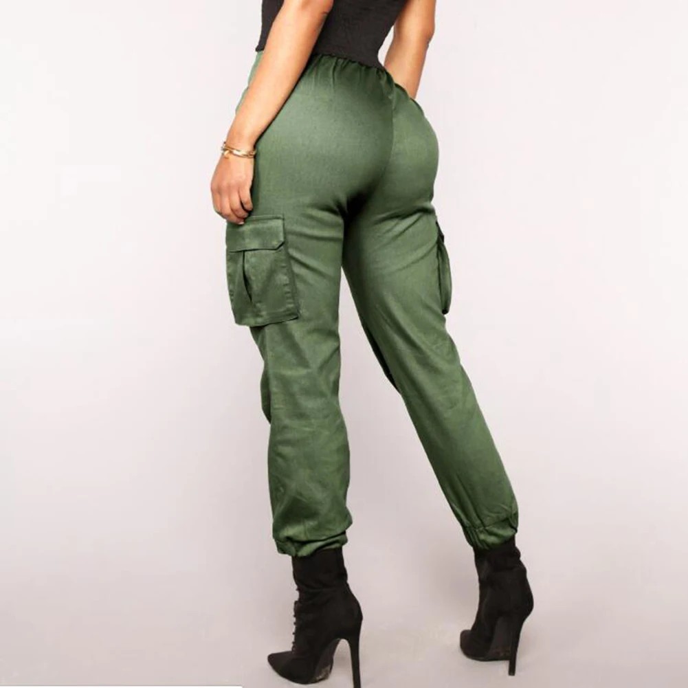 Брюки с высокой талией камуфляжные свободные джоггеры женские армейские