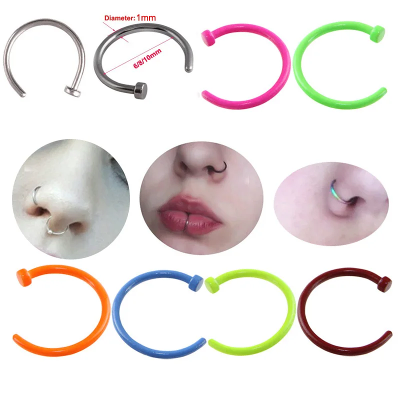 Кольцо из медицинской стали для имитации перегородки 6 10 мм 2 шт.|fake septum|nose ring