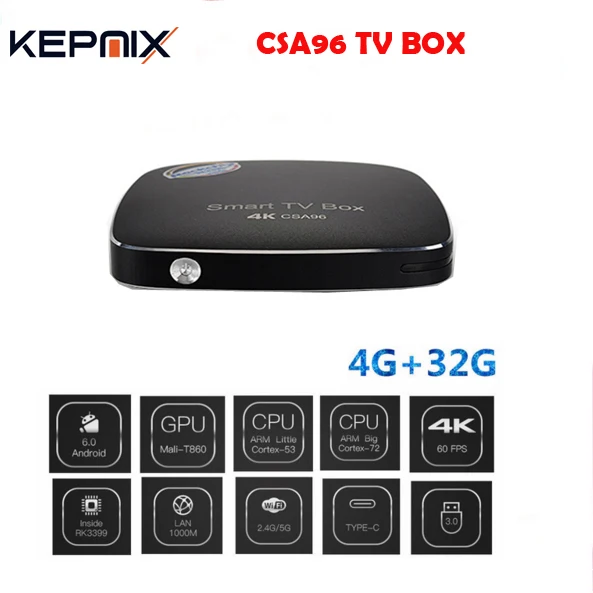 ТВ приставка Rockchip RK3399 CSA96 Android 6 0 4G/32G Cortex A72 + A53 64 разрядный двойной WIFI 2 4/5 ГГц Bluetooth 4