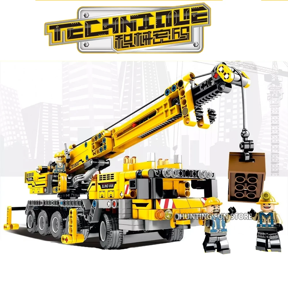 Fit City Technic серия передвижной кран Набор с мини-фигурками грузовик обучающая модель строительные блоки игрушки для детей Подарки для мальчиков