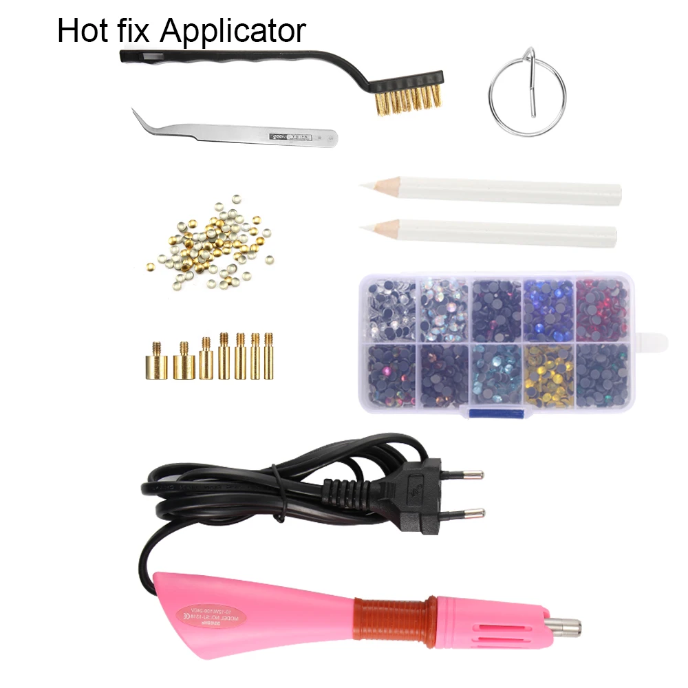 1000/2000 шт Стразы с коробкой для сумки обувь SS10/16/20 Hot Fix прозрачные стеклянные стразы аппликатор для исправления для одежды платье