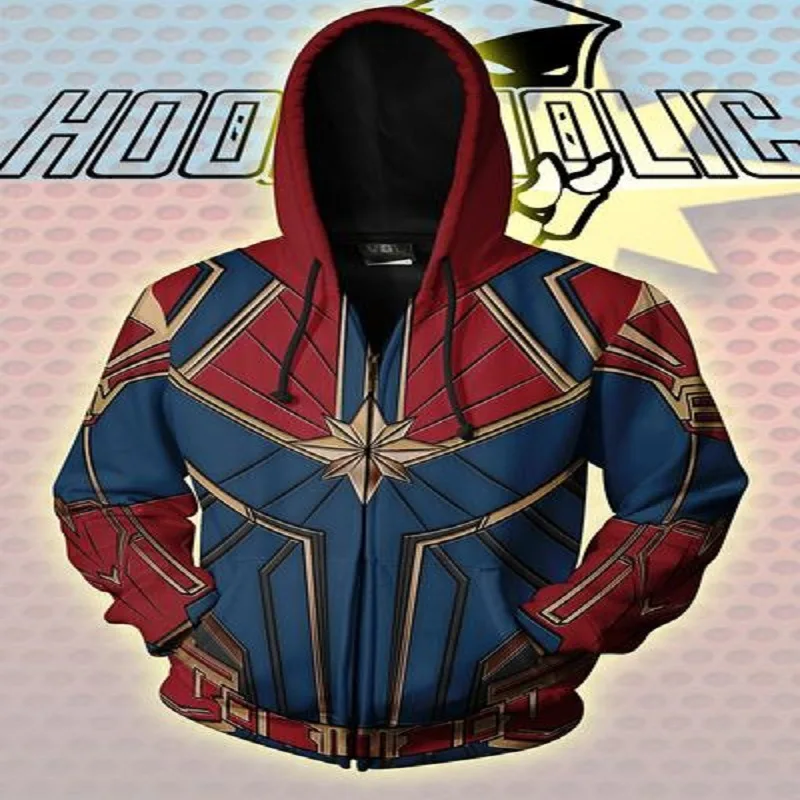 3D принт Кэрол Дэнверс капитан толстовки с Marvel Толстовка Мстители завершающей костюм для косплея по мотивам кино Для мужчин женские куртки Топ