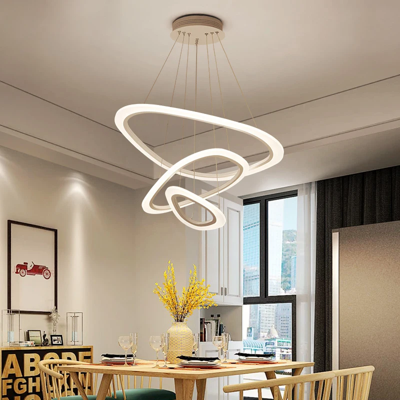 

New Modern pendant lights for living room dining room 4/3/2/1 Circle Rings acrylic LED Lighting ceiling Lamp fixtures iYoee