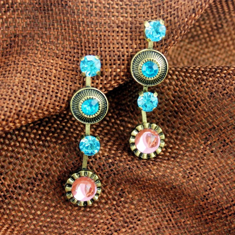 Синий мульти уровень Earnail Craft Оптовая Изысканные Ювелирные серьги циркония мяч