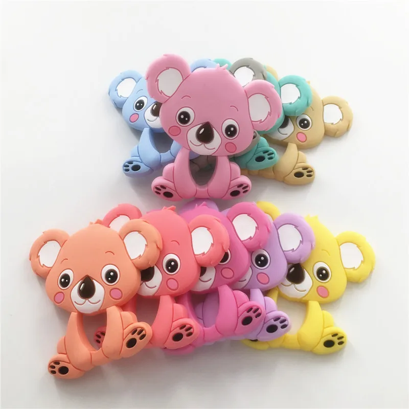 Chenkai 10 шт. без БФА силиконовый Прорезыватель для зубов Koala DIY детское кольцо соски