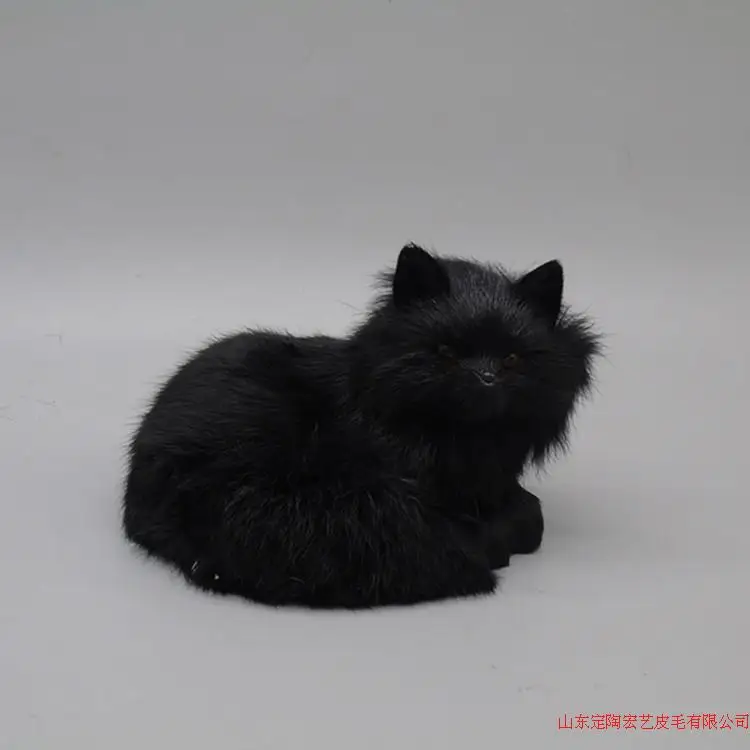 creative simulation black fox toy lifelike lucky doll gift about 16x11.5x13cm | Игрушки и хобби