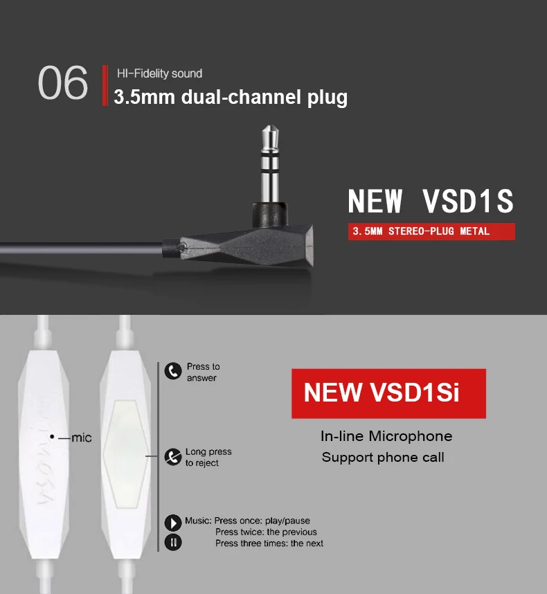 VSONIC новые VSD1S VSD1Si профессиональные шумоизоляционные HIFI наушники-вкладыши с внутриканальным управлением наушники IEM женский вокальный поп