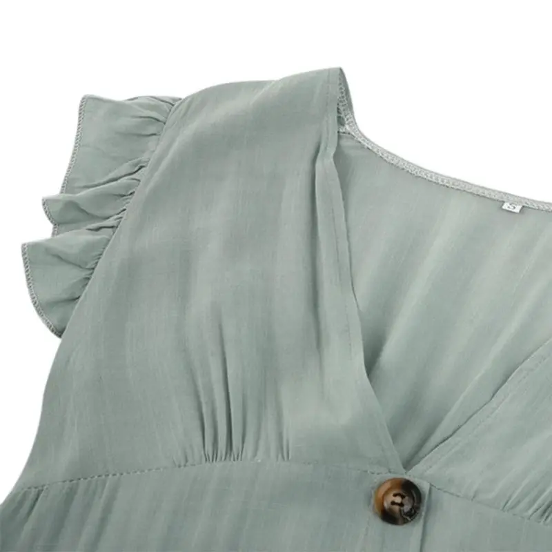 Мини платье женское с V образным вырезом модное офисное на пуговицах рукавом в