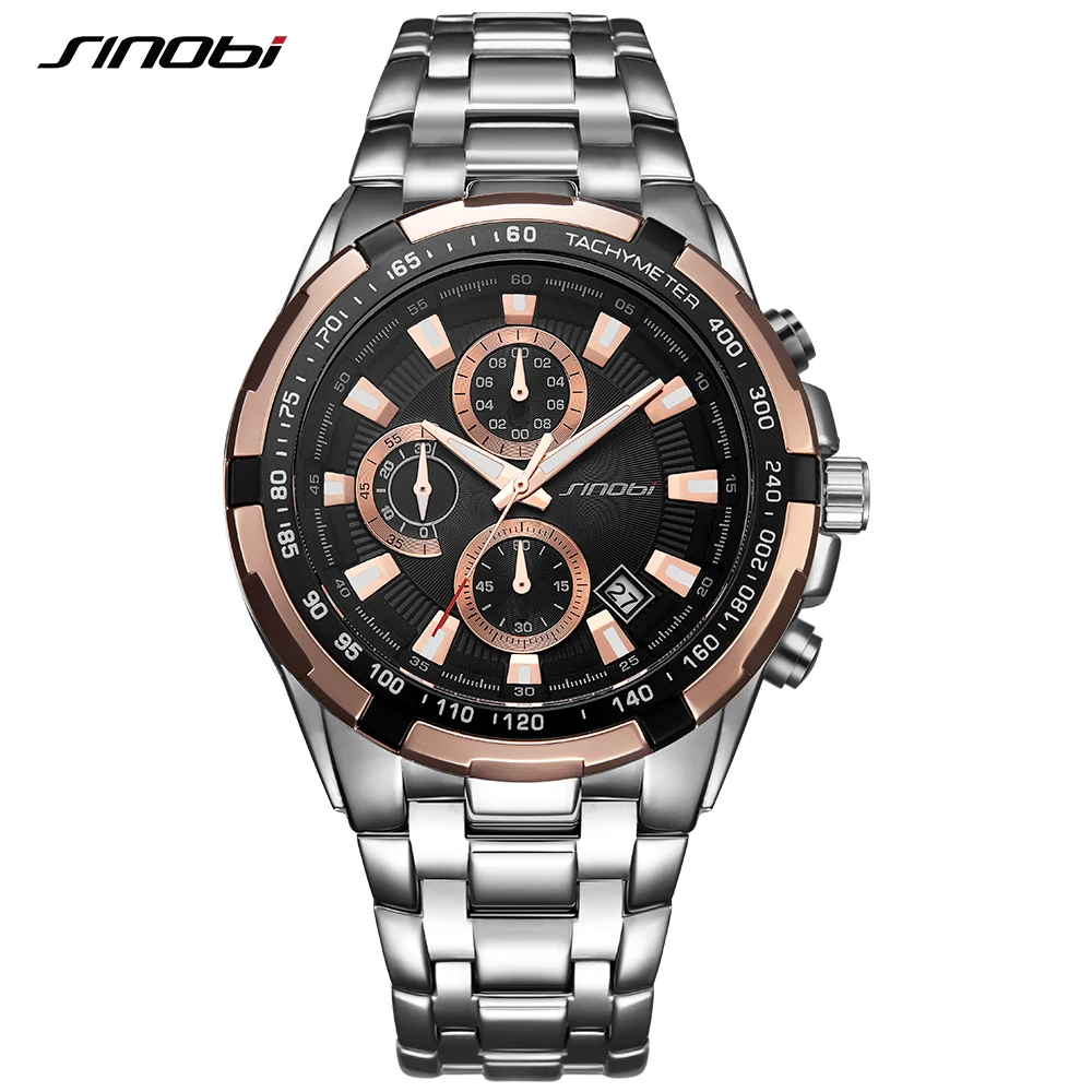 Мужские кварцевые часы SINOBI спортивные водонепроницаемые с секундомером|wristwatch