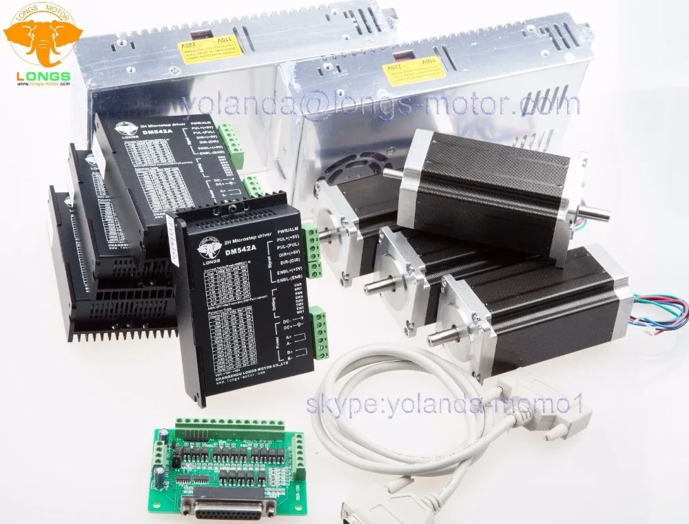 

США Бесплатная доставка! 4-осевой шаговый двигатель Nema23 425oz DUAL SAHFT 23HS9430B & Driver DM542A CNCr новый длинный двигатель