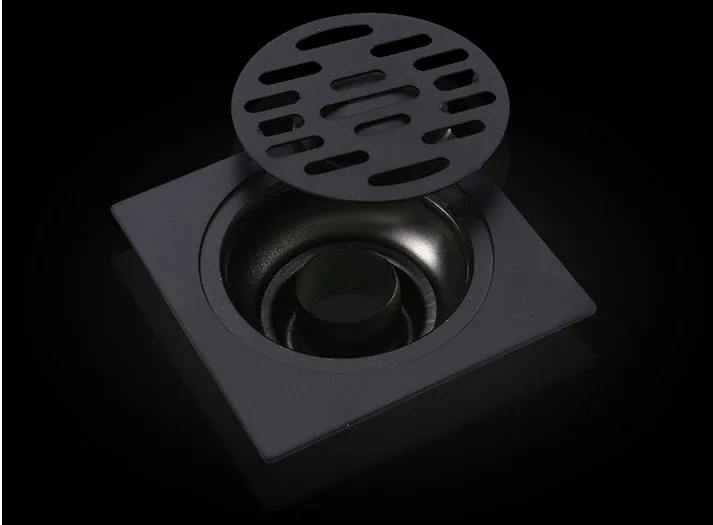 

Free shipping Fashion black color bathroom accessories 304 stainless steel bathroom shower floor drain 10x10cm size