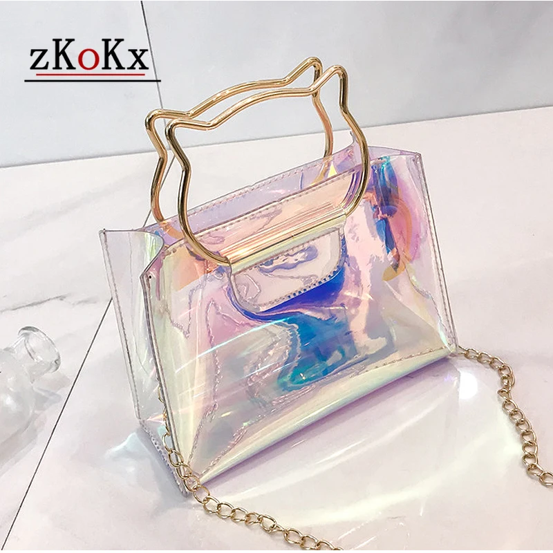 

Women's Mini Laser Crossbody Bags Ladies' High Quality Clutch Bag Female Transparent Shoulder bag Clear Clutch Bag Handbags 2019