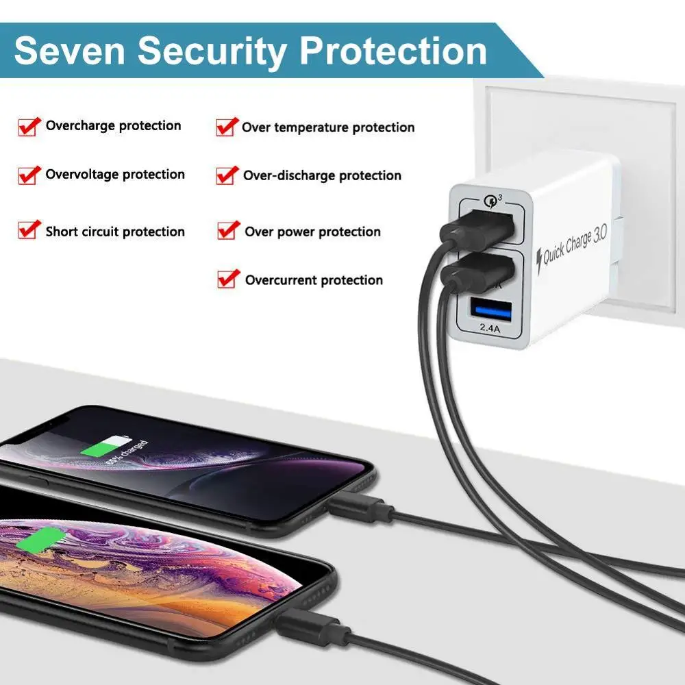 Универсальное быстрое зарядное устройство USB 30 Вт 3 0 5 в 4A для Iphone 7 8 EU US Plug