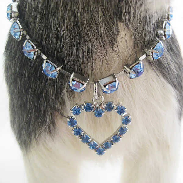 Ожерелье с подвеской в виде сердца стразы для маленьких собак и кошек|dog jewelry