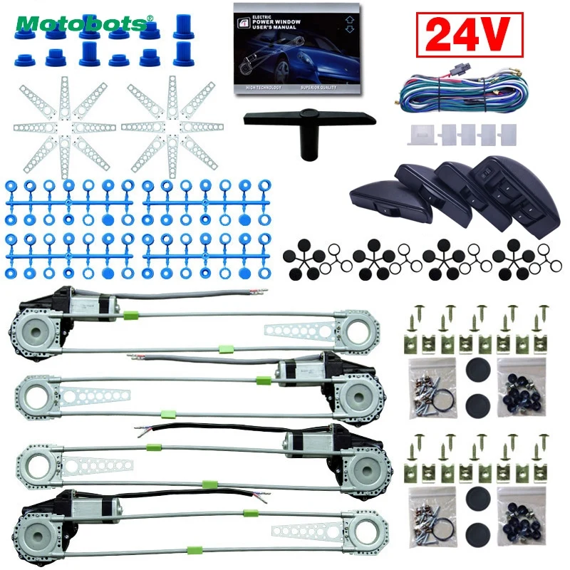 

MOTOBOTS 1Set DC24V Universal Auto/Car 8pcs Moon Swithces & Harness Cable 4 Doors Electronice Power Window kits