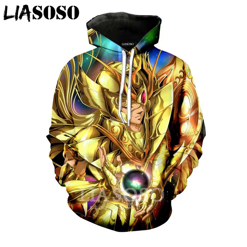 LIASOSO Новая мода для мужчин женщин толстовка 3D принт аниме Saint Seiya топ с длинными рукавами хип хоп Harajuku пуловер A224-08