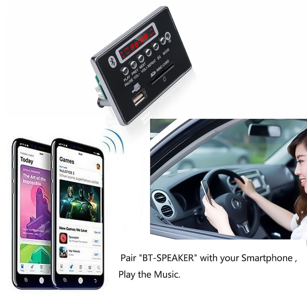 DC 5V Автомобильный Bluetooth MP3 WMA FM декодер плата пластина аудио модуль USB Радио