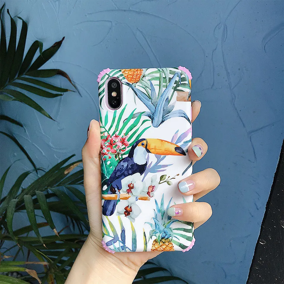 Soft shell чехол для iPhone X 7 8 6 розовый Фламинго назад футляры Plus охватывает