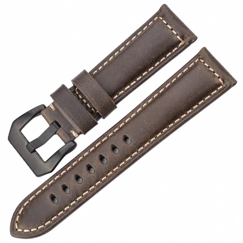 Green Black Buckle Аксессуары для часов воловья кожа ремешок для часов 20 мм 22 мм 24 мм 26 мм для женщин и мужчин из натуральной кожи вач ремешок стальная пряжка для Panerai - Цвет ремешка: Green Black Buckle