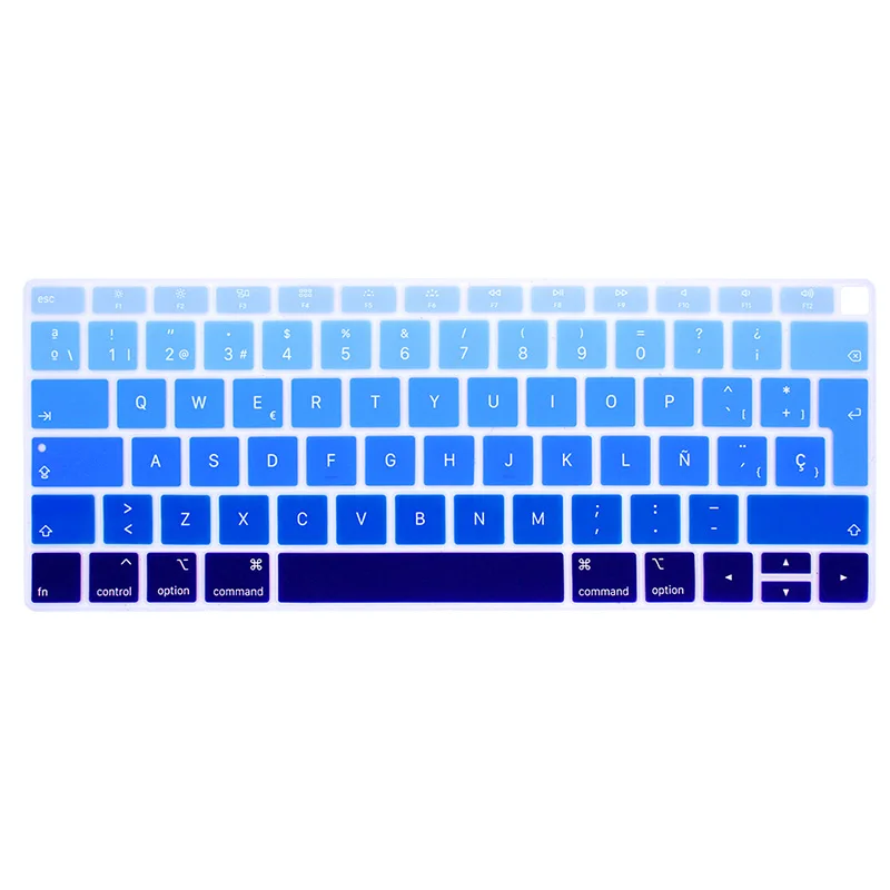 Синий ЕС-введите испанский или чили чехол-клавиатура протектор для macbook air 13 клавиатура крышка испанская модель A1932 силиконовая защитная пленка - Цвет: Синий