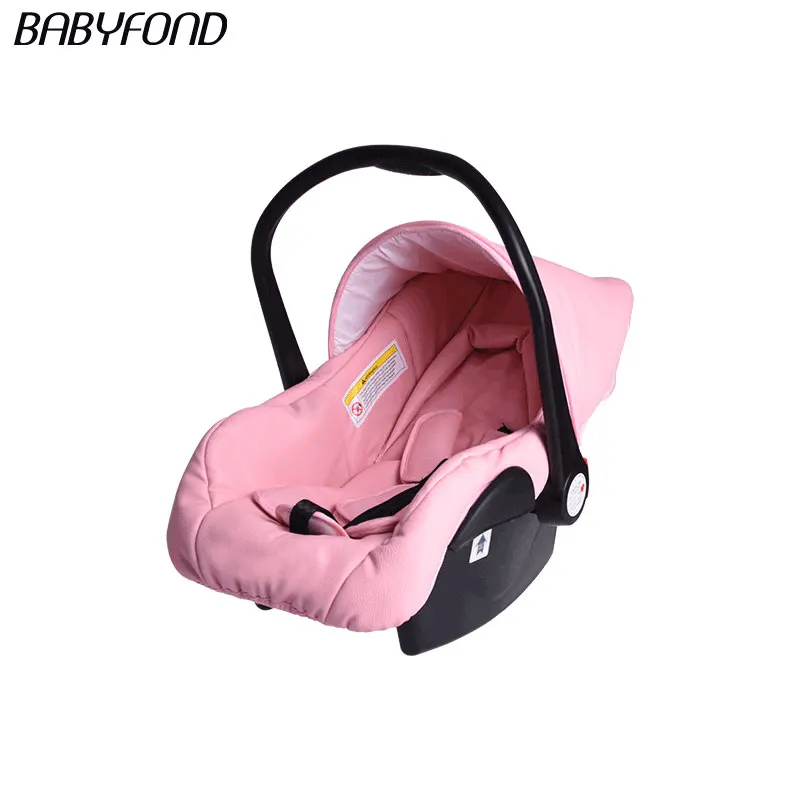 Babyfond 3 в 1 Роскошная Европейская детская коляска, кожаная Двусторонняя амортизационная коляска, брендовая детская коляска 2 в 1, золотисто-коричневая, бесплатные подарки - Цвет: Pink car seat