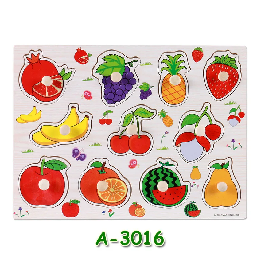 A3016 Детские Монтессори Деревянные игрушки деревянная головоломка руки, сжимающей тело доска дети учебная доска игрушка мультфильм автомобиль/морской головоломки животных Детский подарок - Цвет: A3016