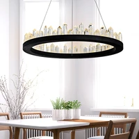 led nordic iron crystal ring designer led light pendant lights pendant lamp pendant light for dinning room foyer