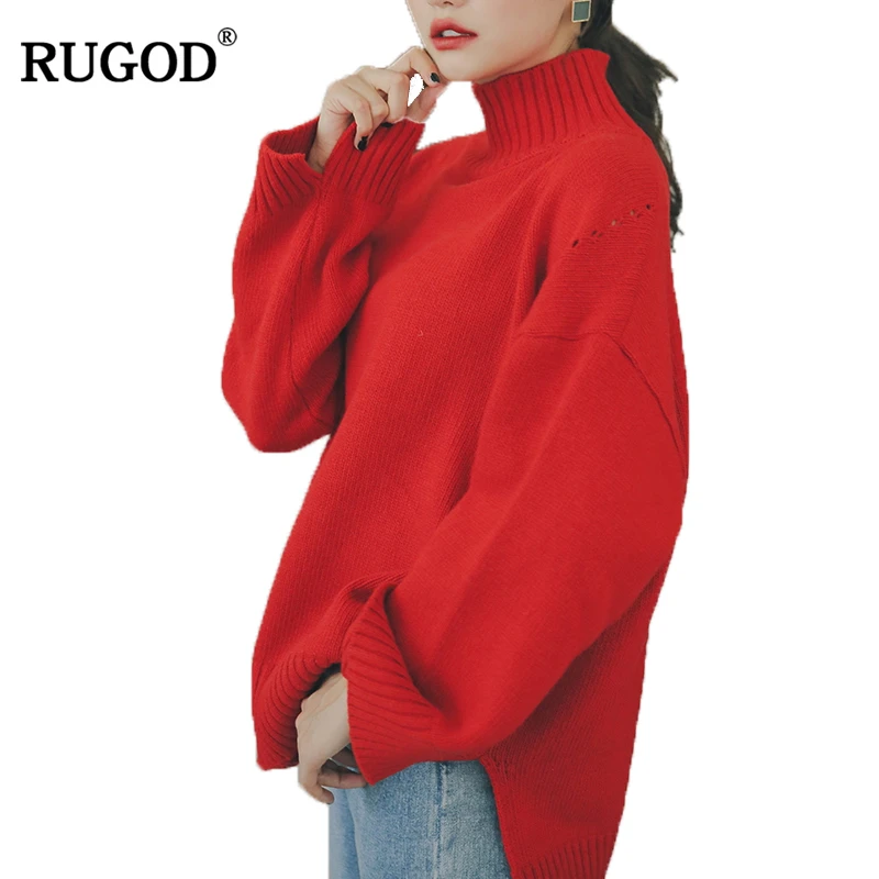Водолазка женская трикотажная RUGOD однотонный пуловер с длинным рукавом | Женская