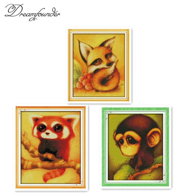 

Monkey cross stitch kit aida 14ct 11ct count printed canvas stitches embroidery DIY handmade needlework
