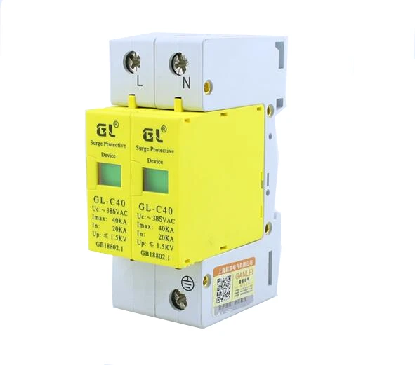 Устройство защиты от перенапряжения SPD 1P + N 20KA ~ 40KA D ~ 385VAC Устройство защиты от перенапряжения SPD 1P + N 20KA ~ 40KA D ~ 385VAC