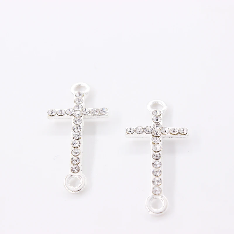 10 шт. серебристый цвет прозрачный Rhinestone Cross Коннекторы|Ювелирная фурнитура и