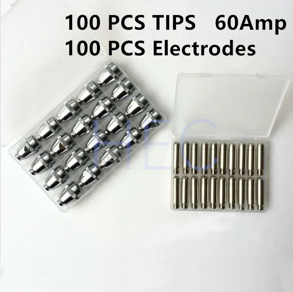 Plasma Cutting consumables electrode+ tip 100 sets for Cutting Torch WSD60P AG60 SG55 cutting Knife Tip 200pcs