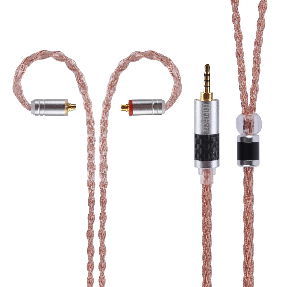 MMCX 2.5 AK HiFiHear 8 Core посеребренный кабель 2,5/3,5/4,4 мм балансный кабель с MMCX/2pin с наушным креплением разъем для LZ HQ8 HQ6 плотным верхним ворсом KZ лампа указателя ОСО - Цвет: MMCX 2.5