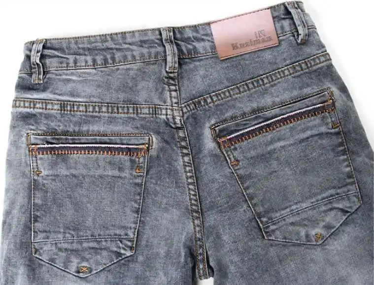 Осенние дымчато серые джинсы мужские легкие эластичные тонкие джинсовые длинные