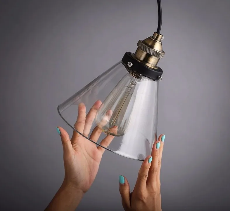 Винтажный подвесной светильник из прозрачного стекла E27 столовая настольная