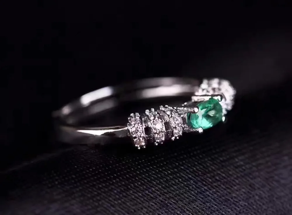 Natural Colombia emerald Ring s925 sterling silver 3*5mm green gemstone elegant fine Jewelry for women | Украшения и аксессуары