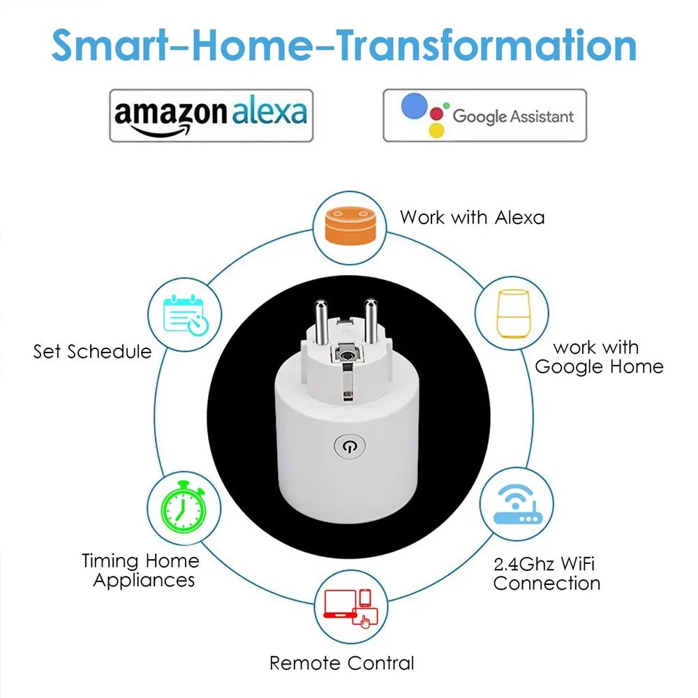 Умная вилка Wi Fi с поддержкой приложения Alexa Google Home программируемая умная розетка