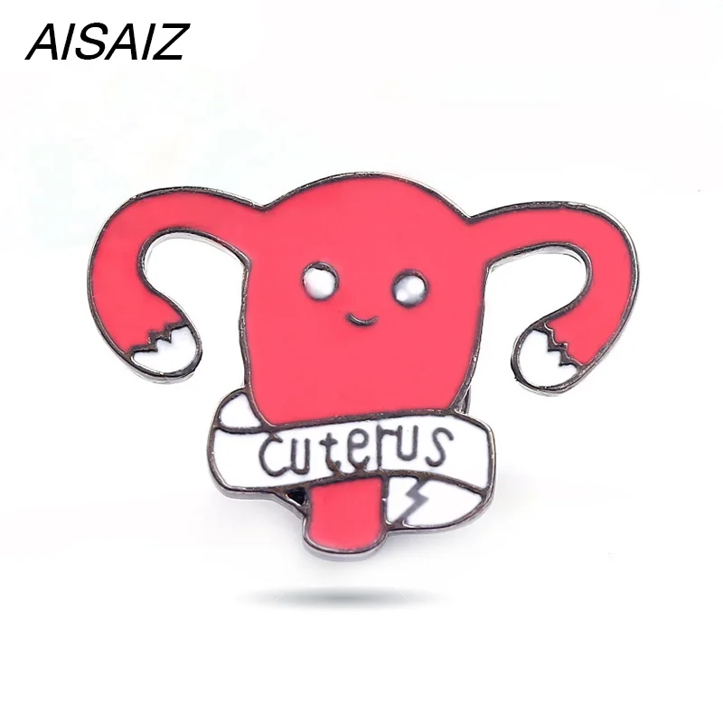 Женская брошь в форме матки с героями мультфильмов эмалированная булавка