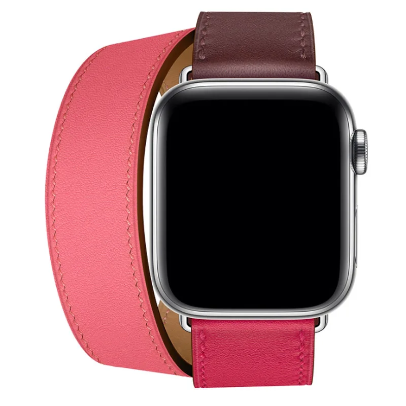 Новейший офисный кожаный ремешок для Apple Watch Series 4 из натуральной кожи herm запястье для Apple Watch 1 2 3 один тур ремешок для часов - Цвет ремешка: RO2 With LOGO