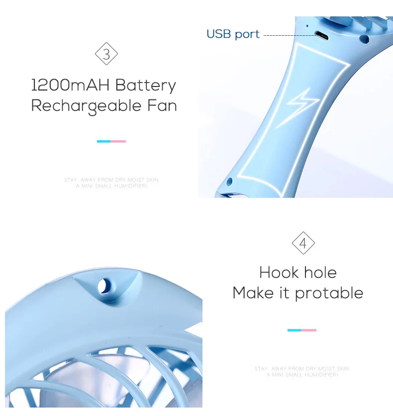 Мини Ручной Рыбий USB Аккумулятор Перезаряжаемый охлаждающий воздух вентилятор