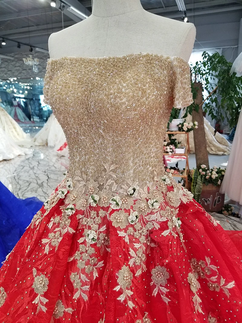 LS68870 красное свадебное вечернее платье 2019 с открытыми плечами кружевной вырез