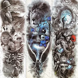 YURAN флэш фальш полная рука солдат Временные татуировки водонепроницаемый Львиный рыцарь тату Ангел тату для мужчин женщин мужчин Боди нога Арт Наклейка