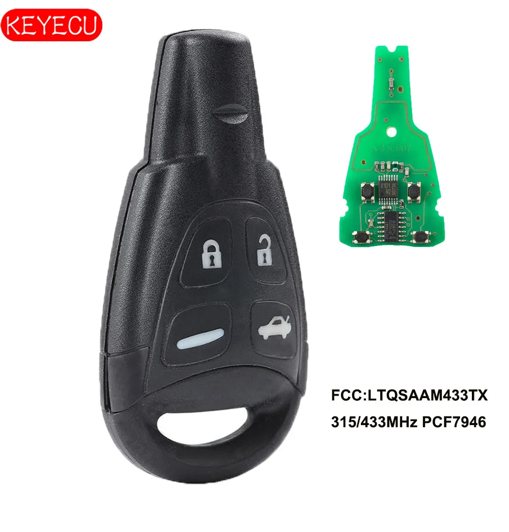 KEYECU LTQSAAM433TX дистанционный ключ-брелок от машины 315 МГц/433 МГц PCF7946AT для SAAB 9-3 9-5 2003-2009