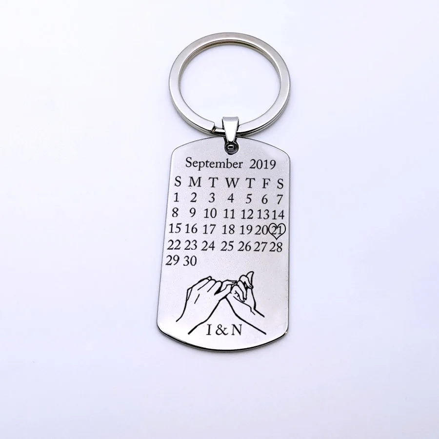 Not Mirror Size L Личный календарь брелок Титан Частный заказ Дата розово-брелок с обещанием для пары Для женщин Для мужчин бойфренд муж подарок - Цвет: Not Mirror Size L