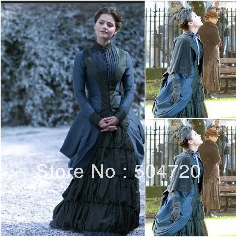 Продажа на заказ блестящее платье в викторианском стиле голубого цвета/в