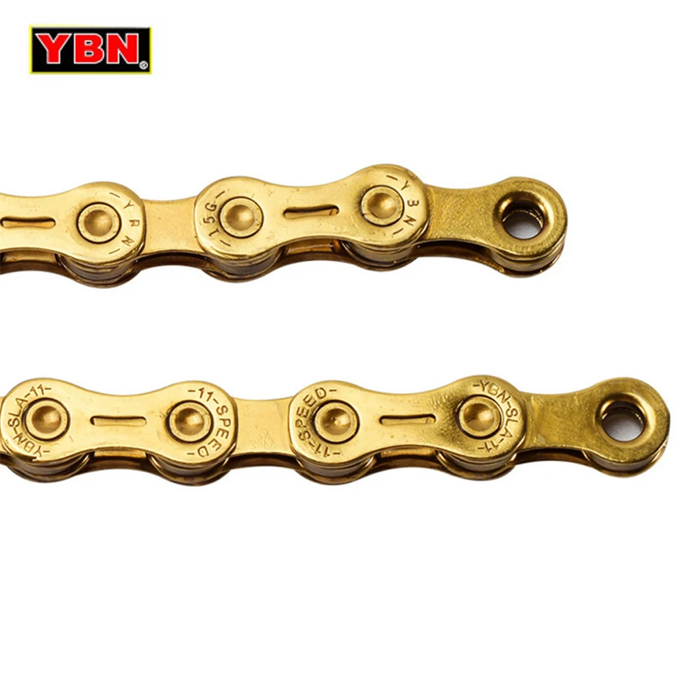 YBN Ультралегкая велосипедная цепь 9 10 11 скоростей SLR Gold Hollow MTB для дорожного